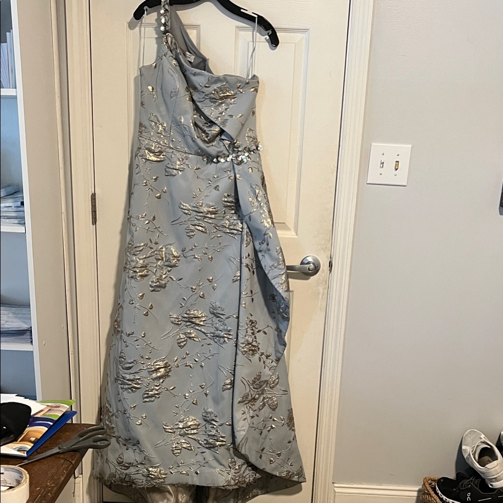 Rickie Freeman for Teri Jon Elegant Platinum and Gold Gown perfect for wedding